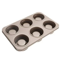 CHEFMADE | 6 Mulden Bowl Backform | 305x198x48mm | Champagnergold | Antihaft- & Silikonbeschichtet | Befüllbare Kuchen | Mug Cake| Bowls | Dessertform