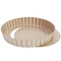 CHEFMADE | 18cm Tarteform Mit Hebeboden | 176x30mm | Champagnergold | Antihaft- & Silikonbeschichtet | Quicheform | Mit Hebeboden | Obstkuchenform