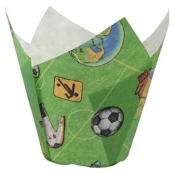48x Muffin-Tulip-Wraps Fußball Bunt 160x160 Mm