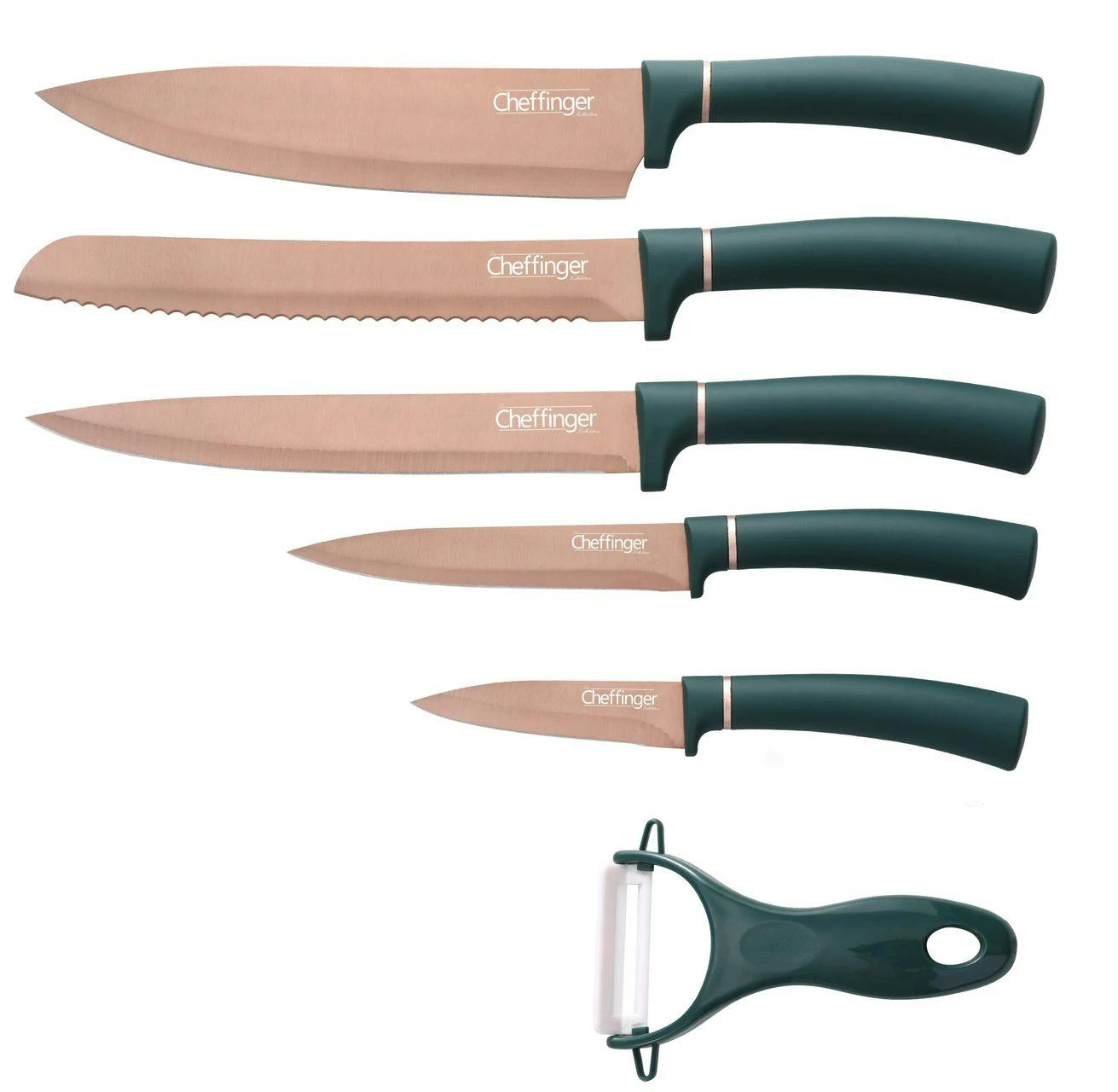 Cheffinger 6 Teile Rose Gold Lila Messerset Messer Fleischmesser Brotmesser 5 Cheffinger 6 Teile Rose Gold Lila Messerset Messer Fleischmesser Brotmesser – Bild 3