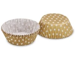 2000x Muffinkapseln Gebäckkapseln Gold Mit Weißen Sternen O 50 X 30 Mm