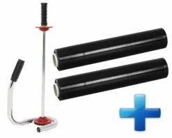 Sparset 2 Rollen Handstretchfolie Handwickelfolie Schwarz Mit Abroller DE LUXE