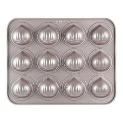 CHEFMADE | 12er Motivbackform Haselnuss | 326x258x32mm | Champagnergold | Antihaft- & Silikonbeschichtet | Muffinform | Minikuchenform | Cup-Cakes