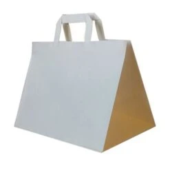 Papiertragetaschen 32+21,5 X27 Cm Weiß 80gr. Kraft Ohne Druck