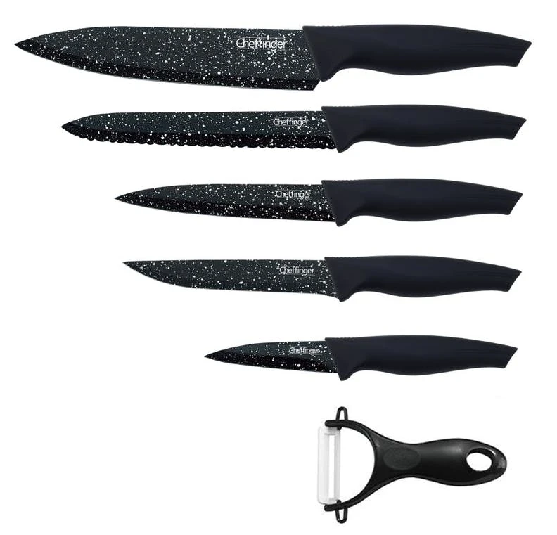 Cheffinger 6 Teile Rose Gold Lila Messerset Messer Fleischmesser Brotmesser 7 Cheffinger 6 Teile Rose Gold Lila Messerset Messer Fleischmesser Brotmesser – Bild 5