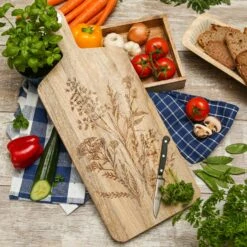 Schneidebrett Servierbrett Wildblumen Mangoholz Natur Griff Serviertablett 58cm -Backzeug Laden d526b241 ea6e 4327 932b 20cf4fbe89ba