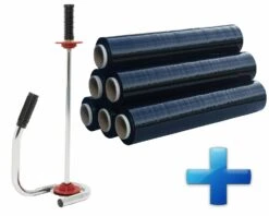 Sparset 6 Rollen Handstretchfolie Handwickelfolie Schwarz Mit Abroller DE LUXE