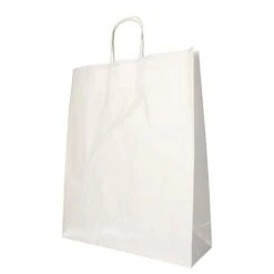 PAPSTAR 25 Tragetaschen, Papier 40 Cm X 32 Cm X 12 Cm Weiss Mit Gedrehtem Tragegriff