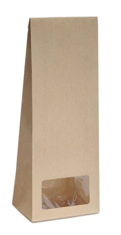 500x Blockbodenbeutel Mit Rechteckigem Sichtfenster - 500g - 7 X 4 X 20,5 Cm - Papiertüten Bodenbeutel Geschenktüte (500g – Rechteckiges Fenster)